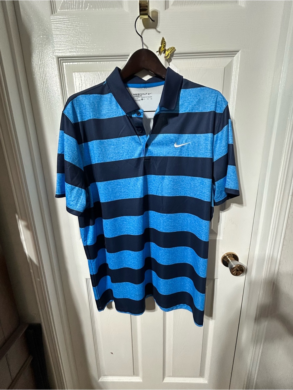 Nike Men’s Sky Blue & Navy Horizontal Stripe Polo
